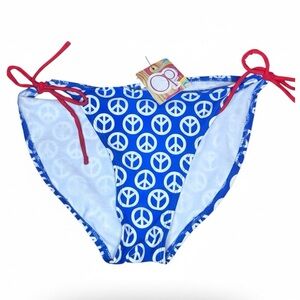 NWT OP Women’s Deadstock Y2K Peace Sign Bikini Bottoms with Adjustable Ties